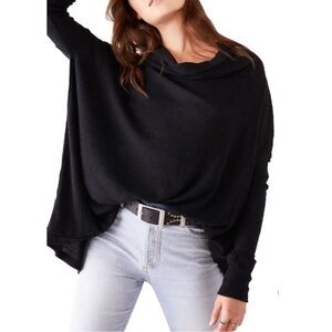 ⚜️ FREE PEOPLE Juicy cowl neck off the shoulder waffle tunic sweater sz L